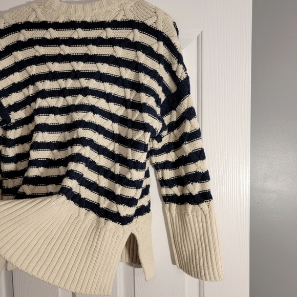 Madewell oversized cream and blue striped cable sweater - Picture 6 of 6